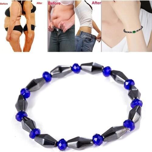 Body Slimming Weight Loss Bracelet Anti-Fatigue Healing Hematite Beads Stretch Bracelet For Men Women Magnetic Therapy Bead Slim