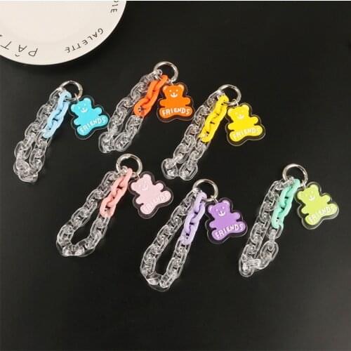 New Hug Bear Keychain Pendant Colorful Acrylic Friends Bear Keyring Accessories for Women Men Bag Car Key Holder Decoration
