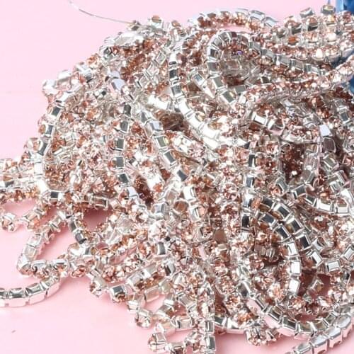 SS6,8,10,12 10 Light Peach handmade rhinestone cup chain trimming on setting base crystal for hair clip clothes shoes Jewelry