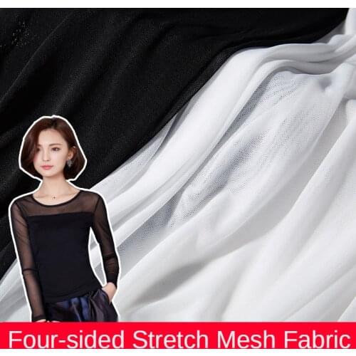 Four-sided Elasticity Mesh Fabric By The Per Meter for Wedding Dress Lined Skirt Sewing Soft Spandex Cloth Wave Point Tulle Diy