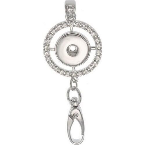 DJ0177 NEW Metal Charm Silver plated Rhinestone pendant chain 60cm fit 18MM snap buttons jewelry licensing hang necklace