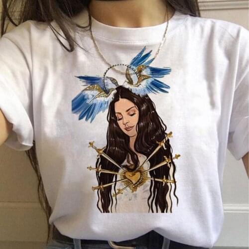Funny Feather Print T-shirt Aesthetic Graphic Harajuku Tshirt Korean Style Tops Female T-shirt Streetwear Vintage Women T-shirt