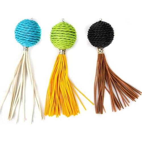 1PCS Random Color Cat Wand Refill Toy Interactive Cat Teaser Refill Kitten Ball Toy with Tassel Replacement Cat Teaser Toy