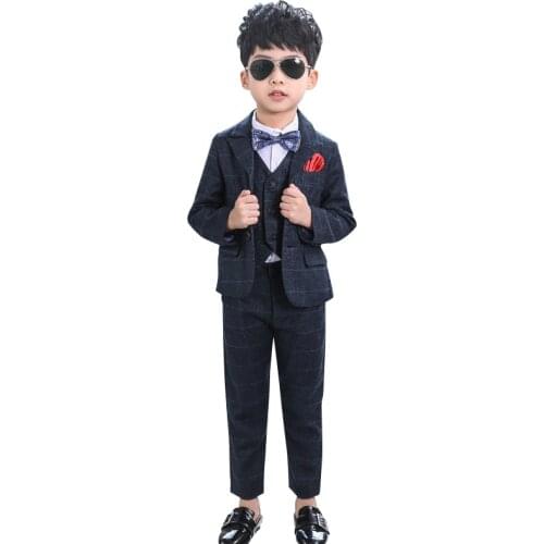Formal Childrens Dress Suits Set Flower BoysWedding Piano Performance Costumes Kids Tuxedo Vest Pants Shirts Clothing Sets