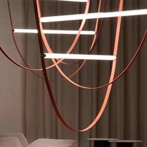 Nordic Italy Leather LED Pendant Light Designer Living Room Villa Hotel Dining Room Glass Modern Hanging Lamp Luster Luminaire