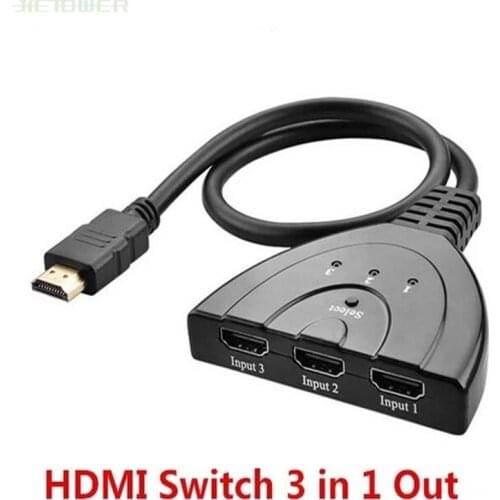 Mini 3 Port HDMI Splitter Adapter Cable 1.4b 1080P Switcher HDMI Switch 3 in 1 out Port Hub for HDTV Xbox PS3 PS4 50pcs/lot
