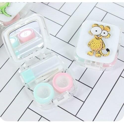 Cartoon Cute Animal Portable With Mirror Contact Lens Case for Lovers Gift Contact Lenses Box