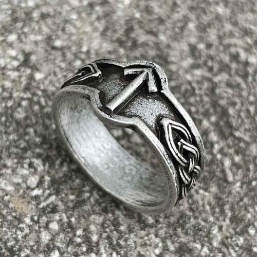 Nostalgia Viking TIWAZ Arrow Ring Norse Rune Irish Knot Anillos Mujer Vintage Rings For Men