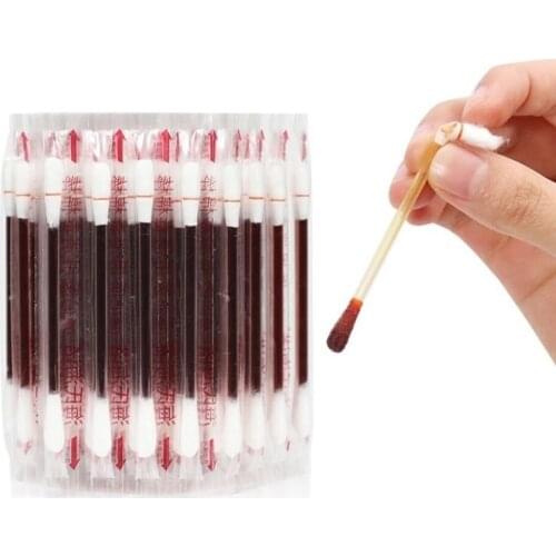 10-100Pcs Disposable Emergency Cotton Stick Iodine Swab Home Outdoor First Aid Kit Double Head Medical Cleaning Supplies