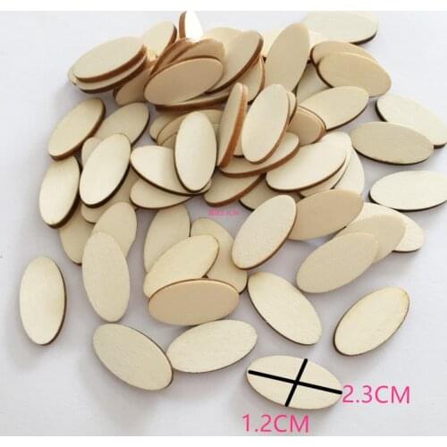 100 Pieces Unpainted Natural Wooden Slices Oval Wood Pieces Blank Wood Plaque for Wedding Party Decor, Home Ornaments