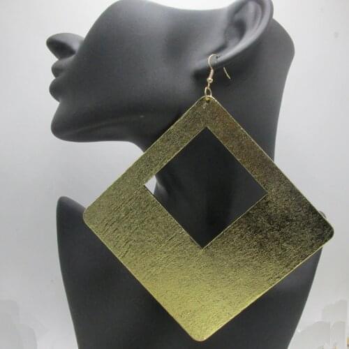 Newest 5.5 inch Square Dangle Wood Earrings can mixed 2 colors