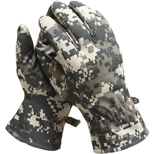 Men Warm Full Finger Army Combat Camouflage Airsoft Shooting Gloves Softshell Fleece Thermal Waterproof Military Tactical Gloves