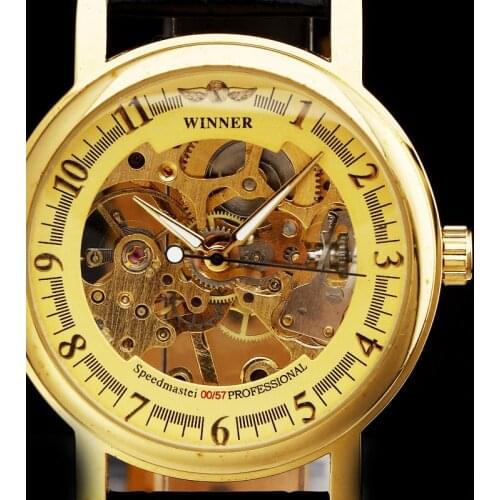 Winner Classic Luminous Golden Skeleton Case Men Watches Top Brand Luxury Mechanical Watch Erkek Saat Reloj Hombre Montre Homme
