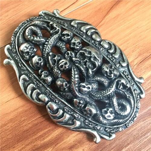 Heavy Metal Snake Skull Belt Buckle Diy Accessories TOP Quality Alloy Belt Buckle For Leather Belt Man AK0022