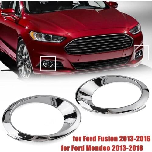RH Passenger Side LH Driver Side Chrome Fog Light Cover Grille Bezel Trim Ring for Ford Fusion Mondeo 2013-2016