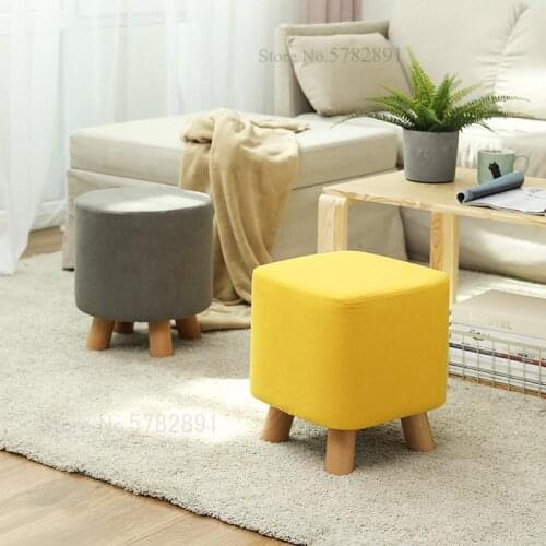 Nordic Stools Net Red Household Low Stools Lazy Shoes Changing Stool Living Room Sofa Stool Fashion Small Round Stool Solid Wood