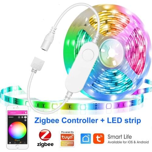 Zigbee 3.0 LED Smart Strip 5M DC12V RGB CCT RGBCW Controller Support Hue Smartthings Zigbee2mqtt Alexa Echo Google Assistant