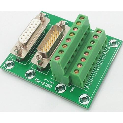 D-SUB DB15 Male and Female Header Breakout Board, Terminal Block, Connector