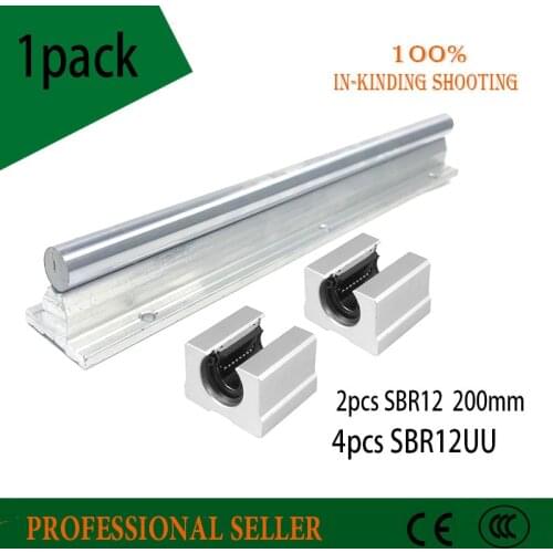 Shaft 12mm Linear Rail linear bearing supported rails 2pcs Sbr12 200mm+4pcs Sbr12uu Bearing Blocks For Cnc rounter Parts Guide