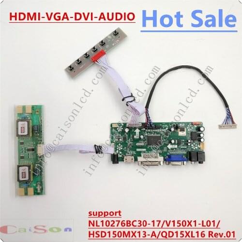 15 Inch lcd display full kits support DVI/VGA/AUDIO for V150X1-L01/HSD150MX13-A/QD15XL16 Rev.01