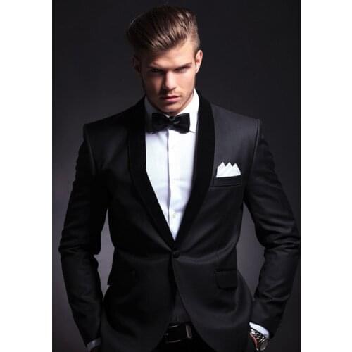 2017 Latest Coat Pant Designs Black Men Suit Slim Fit 2 Piece Wedding Suits Style Blazer Groom Prom Tuxedo Vestidos Jacket+Pant
