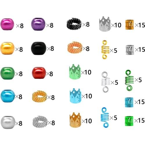 216pcs/sets Deadlocks Beads Hair Beads Plastic Hair Cuffs Multi Color Metal Cuffs Hair Braiding Beads Hair Decorations Clips
