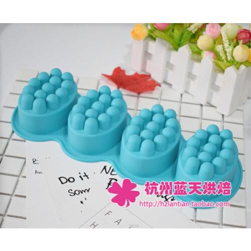 4 hole massage brush handmade soap mould silicone mold baking tools