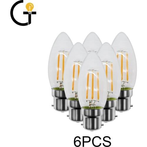 6pcs/Lot Filament Bulb C35 4W Retro Edison Bulb B22 Bombillas 220V-240V Vintage Lamp 4000K Home Decoration