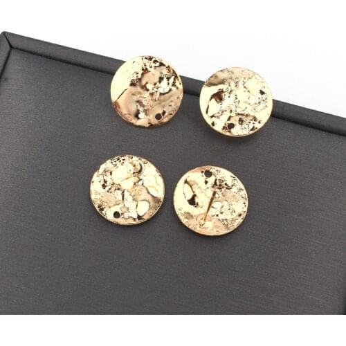 6pcs/lot Irregular Round Bright Gold Earrings Making Accessories Fashion Earrings Base Connectors Linker For Diy Jewelry Finding