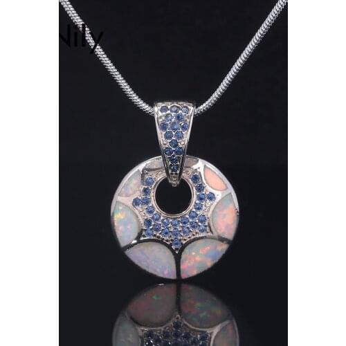 CiNily White Fire Opal Silver Plated Sapphire Shape Necklace Pendant Charms with Popular Styles for Woman Jewel