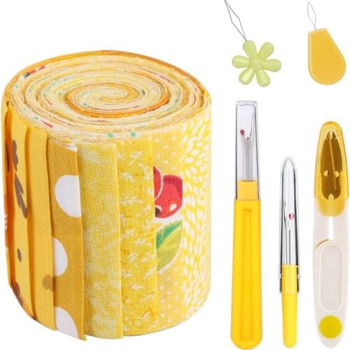 Dailylike 10PCS 2.36x40inch Sewing Material Cotton Jelly Rolls Strips Plain Fabric Patchwork+ Sewing Needle Tool
