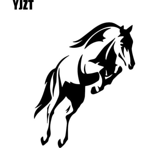 YJZT 12.7CM*15.7CM Horse Jumping Decoration Body Of Car Vinyl Decal Car Sticker Black/Silver C4-2439