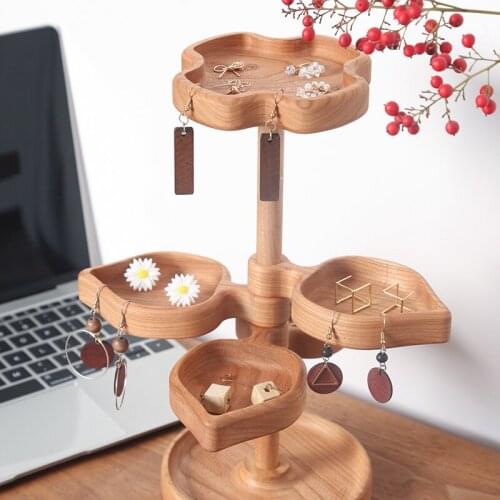 Petal Shelf Jewelry Wooden Storage Retro Creative Ornaments Living Room Desktop Shelf Four Layers Holder