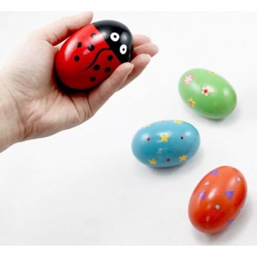 Wooden Egg Safe Cute Appearance Wood Shakers Kids Egg Toys Kids Gift Home Decor Tabletop Ornaments For Easter