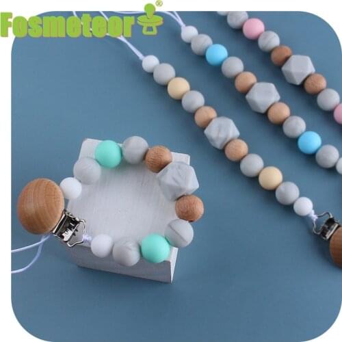 Fosmeteor Pacifier Clip Holder Soothie Teething Dummy Paci Baby Products Girl Boy Funny Silicone Teether Shower Gift Attache