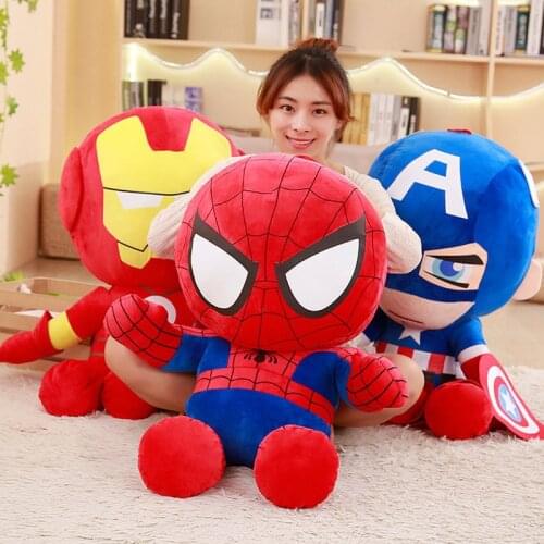 25-100cm Marvel Avengers Soft Stuffed Captain America Iron Man Spiderman Plush Toys Movie Dolls Christmas Gifts for Kids Boys