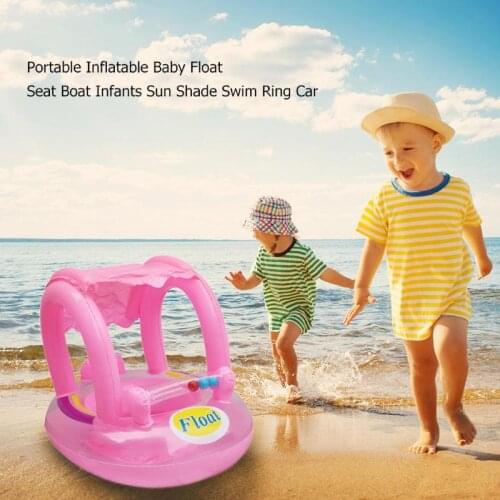 Rooxin Baby Pool Float Boat Swimming Ring Sun Shade Inflatable Swimming Circle Baby Seat Water Swimming Training Party Toys