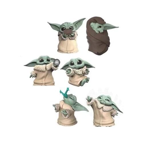 6pcs/set Disney Mandalorian Little Baby YODA Cute Statue 5-8cm Figure Toys