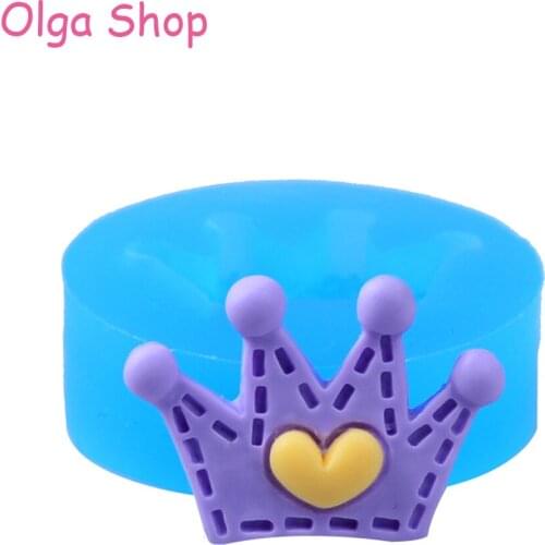 FYL492 23.1mm Crown with Heart Silicone Mold - Sugarcraft, Cupcake Topper, Fondant, Cookie Biscuit, Resin Jewelry, Chocolate