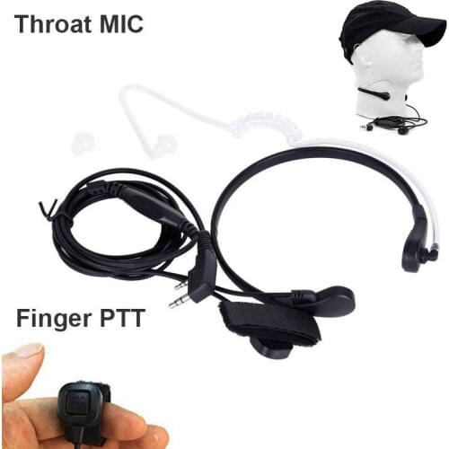 Throat Mic Earpiece Headset Finger PTT For Baofeng UV5R 888s Radio Wireless Walkie Talkie Microphone inside PTT switch Headphone
