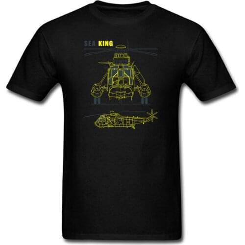 SH-3 Sea King Anti-Submarine Helicopter Tshirt Cotton Printed T-shirt USA SIZE