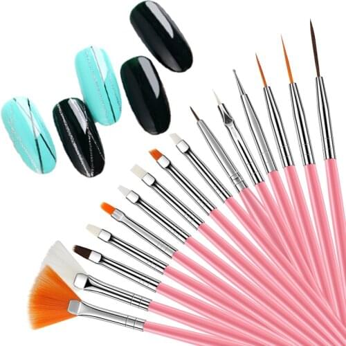 Nail Brush 15Pcs/Set Nail Tools Ombre Brush For Gradient Drawing Painting Liner Brush Gel Nail Polish Nail Art