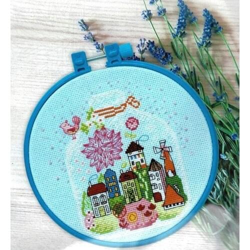Top Manufacturer Embroidery Gift with Cottages Cross Stitch Kit Wedding with 100% Cotton Flosses & Free Shipping for Wall Decor