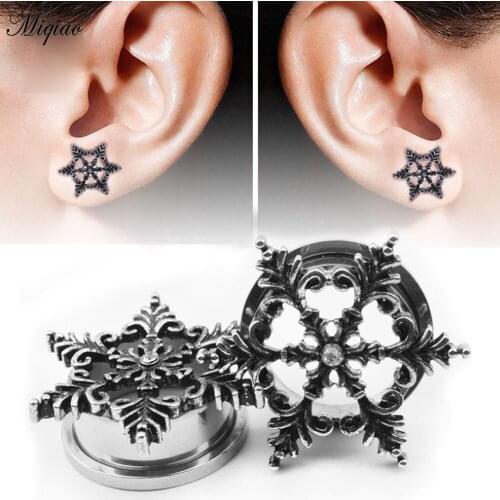 Miqiao 2pcs Fashion Hot Sale Snowflake Stainless Steel Pulley Ears 6mm-20mm Exquisite Piercing Jewelry