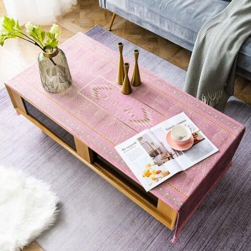 Fashion Home Nordic style lace flannel fabric Rectangle simple pink tablecloth Table flag Tea table cover
