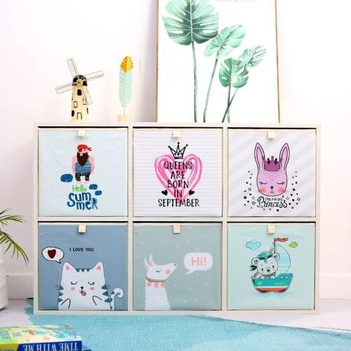 Cartoon Toy Storage Box Folding Closet Organizer Wardrobe Drawer Organizer Clothes Storage Basket Snack Containers Office Supply