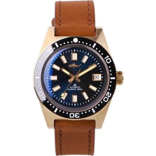 Bronze watch for men,mens sport diving watches HEIMDALLR man designer luxury automatic mechanical wristwatch waterproof luminous