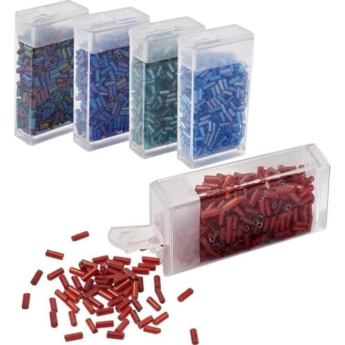 DIY Jewelry Set with Tube Glass Bugle Beads Stainless Steel Big Eye Beading Needles Elastic Fibre Wire For Handmade