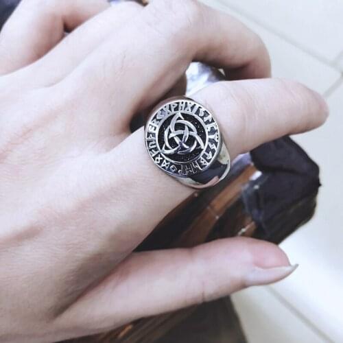 Stainless steel New Arrival Fashion Punk Vintage White Color Stainless Steel Viking Ring for Men Cross
