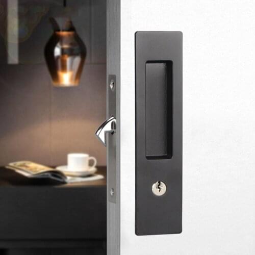 Balcony Invisible sliding door handle lock Latch 35-45mm thickness Cabinet Single Hook lock Door Hardware Fittings